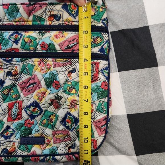 Vera Bradley Cuban Stamps Triple Zip Crossbody Bag Purse - Picture 6 of 12